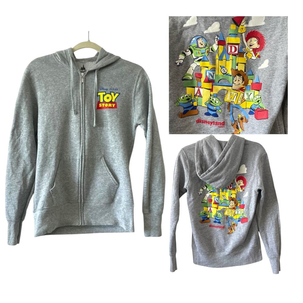Disney Toy Story Grey Zipper Hoodie Sweatshirt Size Small Pixar Fleece Jacket